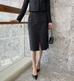 Coner Tweed Split Skirt