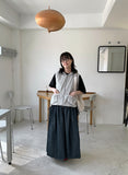 Fruity ribbon banding cargo flare long skirt