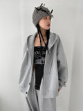 BUTTON OVERSIZED HOODIE ZIP-UP