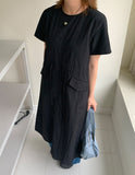 Hirot Short Sleeve Nylon Pocket Long One Piece
