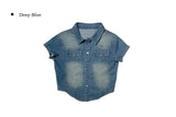 Kit Short Sleeve Snap Denim Shirt