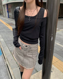 Abyss Washing Denim Mini Skirt