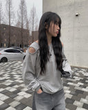 Joying Shoulder Slit Sweatshirt