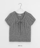 Trin Ribbon Rib Wool Round Short Sleeve Knit