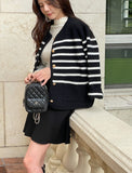 Derons Color Matching Stripe Knit Cardigan Jacket