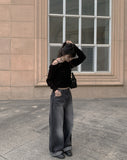 D’lzu One Shoulder Off Ribbon Boucle Knit