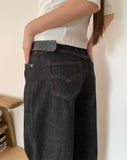 American Made Non-Fade Roll-Up Pocket Wide Denim Long Pants
