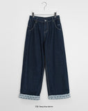 Hilet Ribbon Roll-up Denim Wide Pants