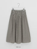 Hinon Check Shirring Banding Long Skirt
