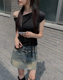 Fuse Ribbon Strap Off Shoulder T-Shirt