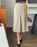 Della Pintuck A-Line Long Skirt (Belt Set)