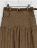 Enno Belt Corduroy Banding Long Skirt