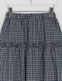 Hebit Seersucker Check Frill Long Skirt