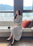 Drian Striped Collar Shirt Long Dress (BeltSet)