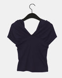 Aconi Ribbon Off-Shoulder Cropped T-Shirt