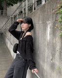 Feather Black Blue Wide Denim Pants