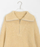 Eponde wool hachi half-zip collar knit
