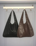 Sheet Eyelet Leather Shoulder Bag