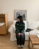 Enmode color stripe round cardigan