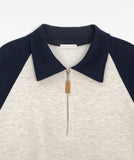 Henbo color matching half-zip crop sweatshirt