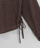 Heildi Ribbon Shirring Check Crop Shirt