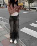 Hawk Washing Bootcut Slit Denim Pants