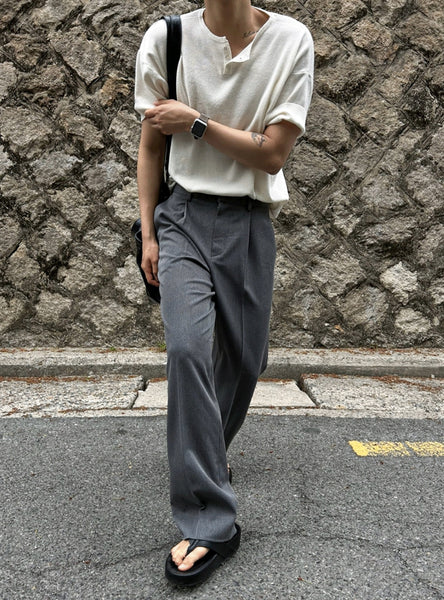 【COSYHARU】Ocean Henry Neck Short Sleeve Knit COSYHARU (コシハル) - オーシャンヘンリーネック半袖ニット