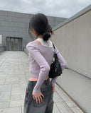 Lilac Slim Ribbed Crop Cardigan