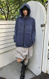 LETTERING STRIPE KNIT HOODIE