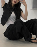 Horse Banding Strap Wide Pin Tuck Pants