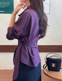 Demore Wrap Collar Shirt Blouse