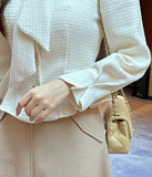 Maer Peplum Tie Tweed Jacket Blouse