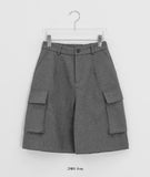 Hibelo Banding Wool Cargo Bermuda Pants