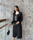 Coner Square Neck Tweed Jacket