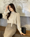 Lumian Pearl Satin Tie Blouse