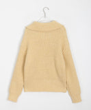 Eponde wool hachi half-zip collar knit