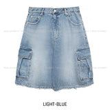 Ain Cutting Cargo Bermuda Denim Pants