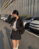 Dobby Black Denim Crop Jacket