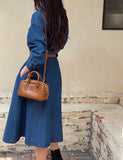 Happiness Denim Shirt Long One Piece (Belt Set)