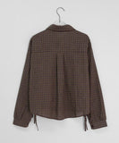 Heildi Ribbon Shirring Check Crop Shirt