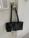 Hard Square Leather Belt Shoulder Bag