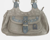 Chaper Rivet Buckle Leather Shoulder Bag