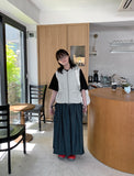 Fruity ribbon banding cargo flare long skirt