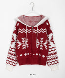 Hensil Nordic Hood Knit Zip-Up Cardigan