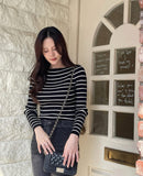 Judielle Stripe Rib Boat Neck Knit