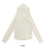 OPEN SHOULDER WAFFLE HOODIE