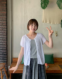Hitu Summer Openwork Knit Short Sleeve Cardigan