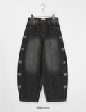 Hatori Washing Heart Balloon Wide Denim Pants
