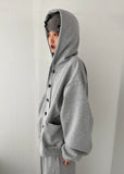 BUTTON OVERSIZED HOODIE ZIP-UP
