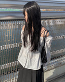 Brett Off-Shoulder Square Neck Shirring Blouse